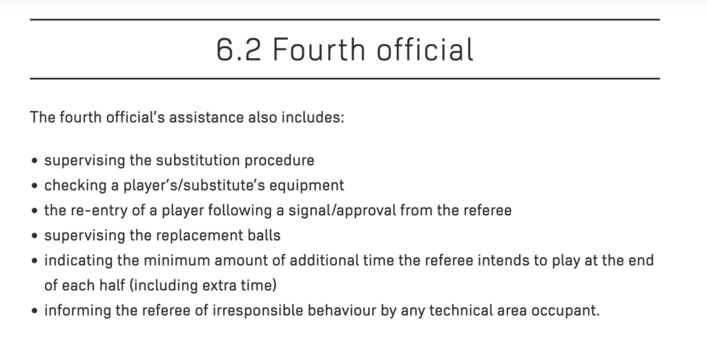 Fourth Official Roles