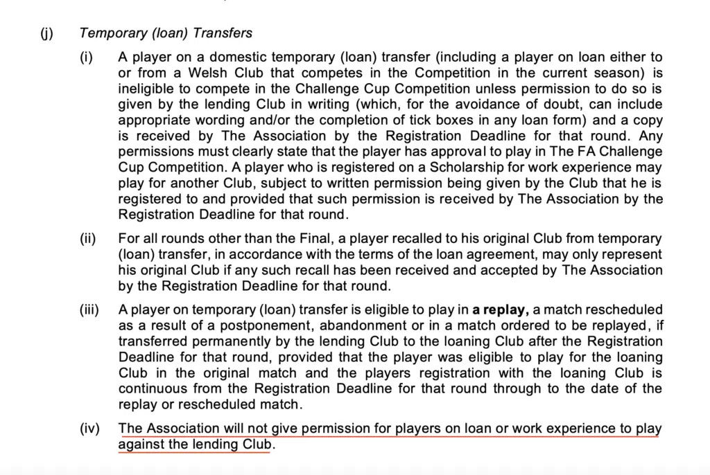 FA Cup Loan Player Rules