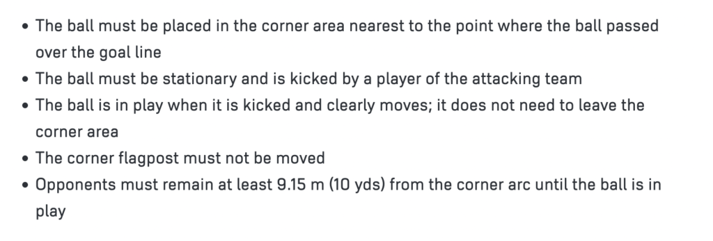 IFAB Corner Kick Laws
